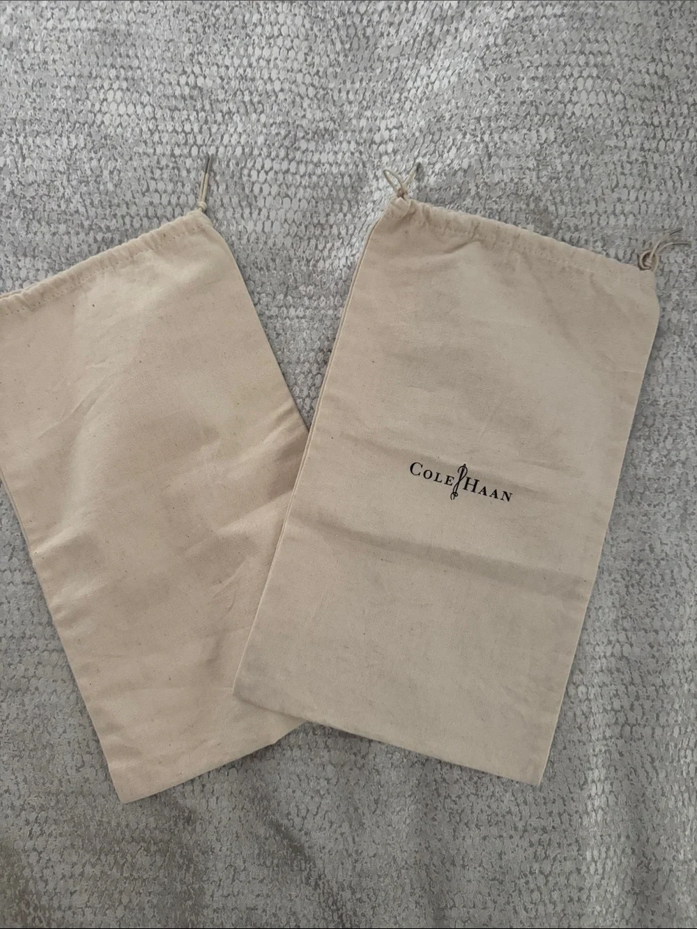 Cole Haan Beige Canvas Drawstring Shoe Bags, Pair